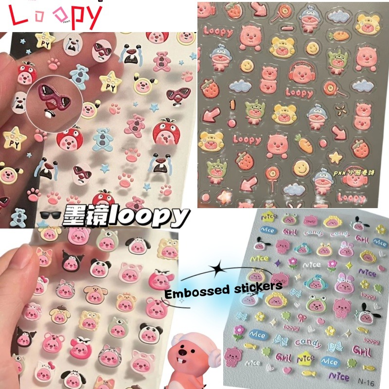 Loopy 3D embossed sticker, tra - Nail Art ulasan dan harga
