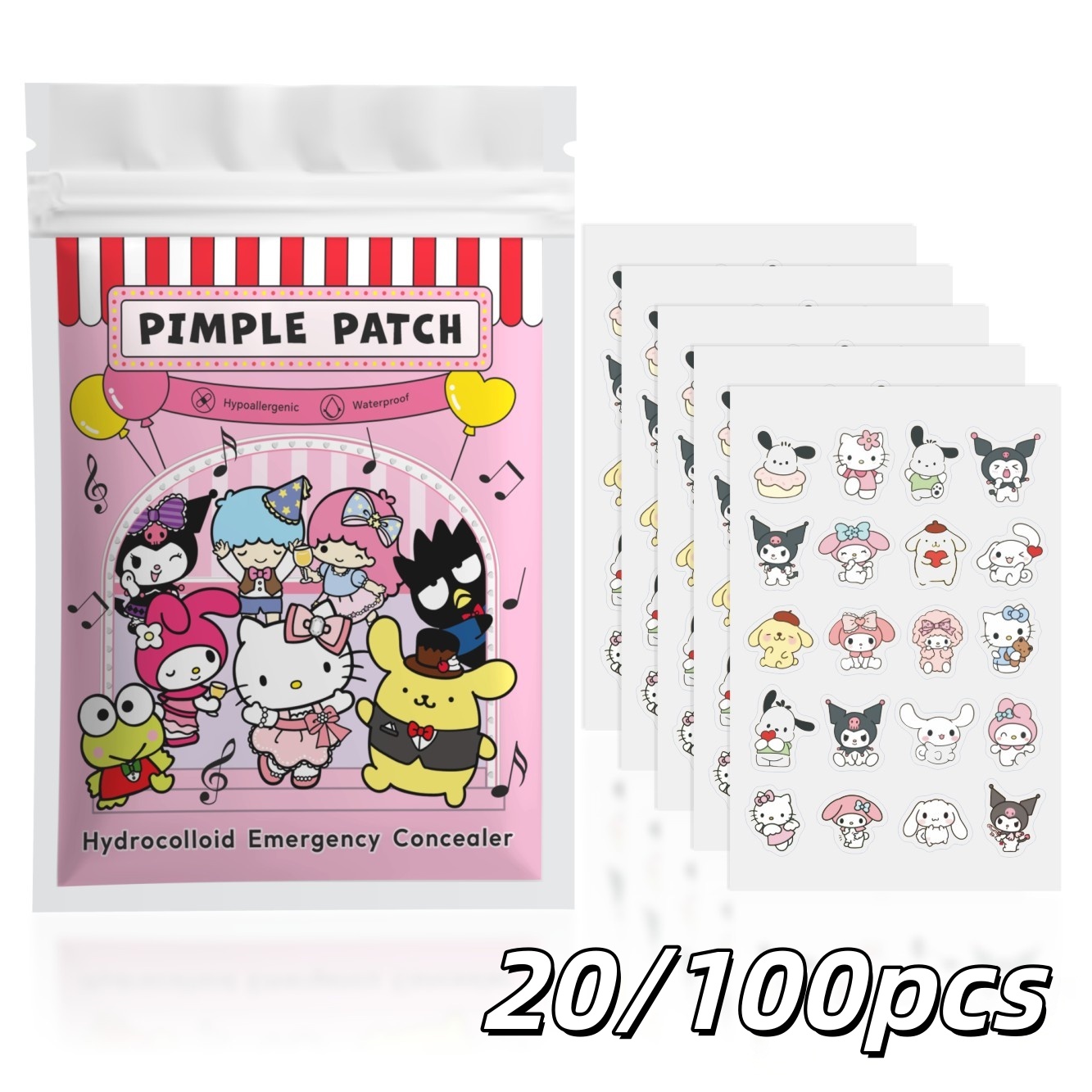 20/100pcs Hello Kitty Hydrocol - Hydrocolloid Pimple Patch ulasan dan harga