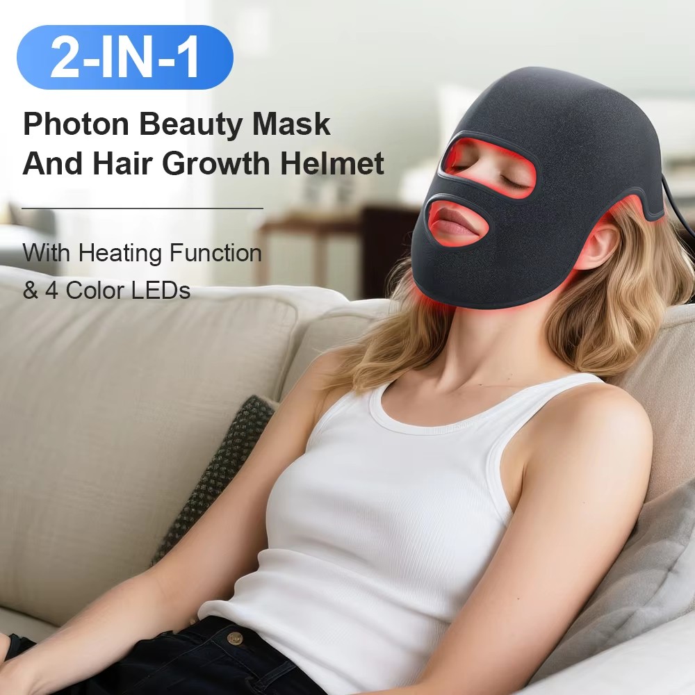 4Colors LED Hat&Face Mask Red  - Led Light Therapy Face Mask ulasan dan harga