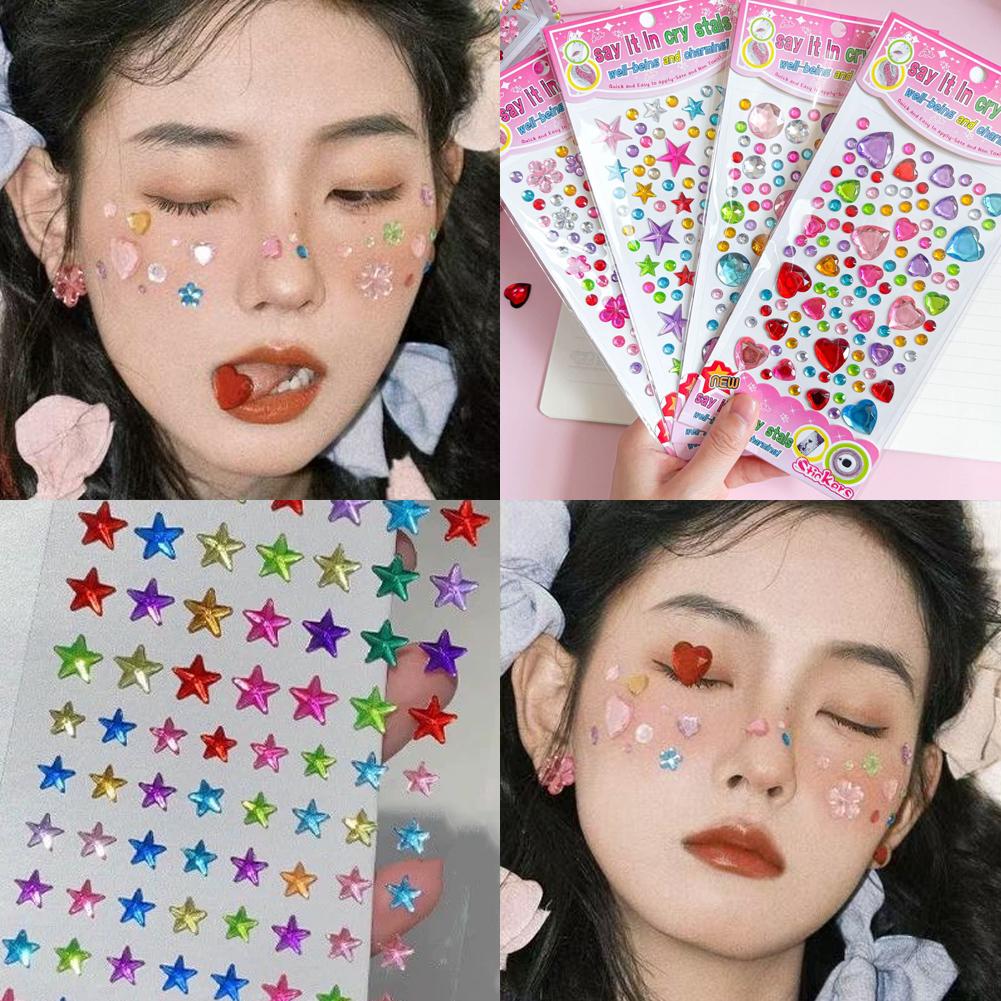 Self-Adhesive Face Rhinestones - Makeup ulasan dan harga