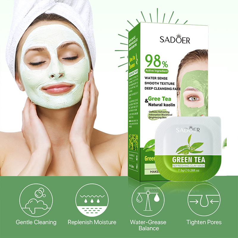 8pcs Green Tea Cleaning Mud Ma - Green Tea Cleansing Clay Mask ulasan dan harga