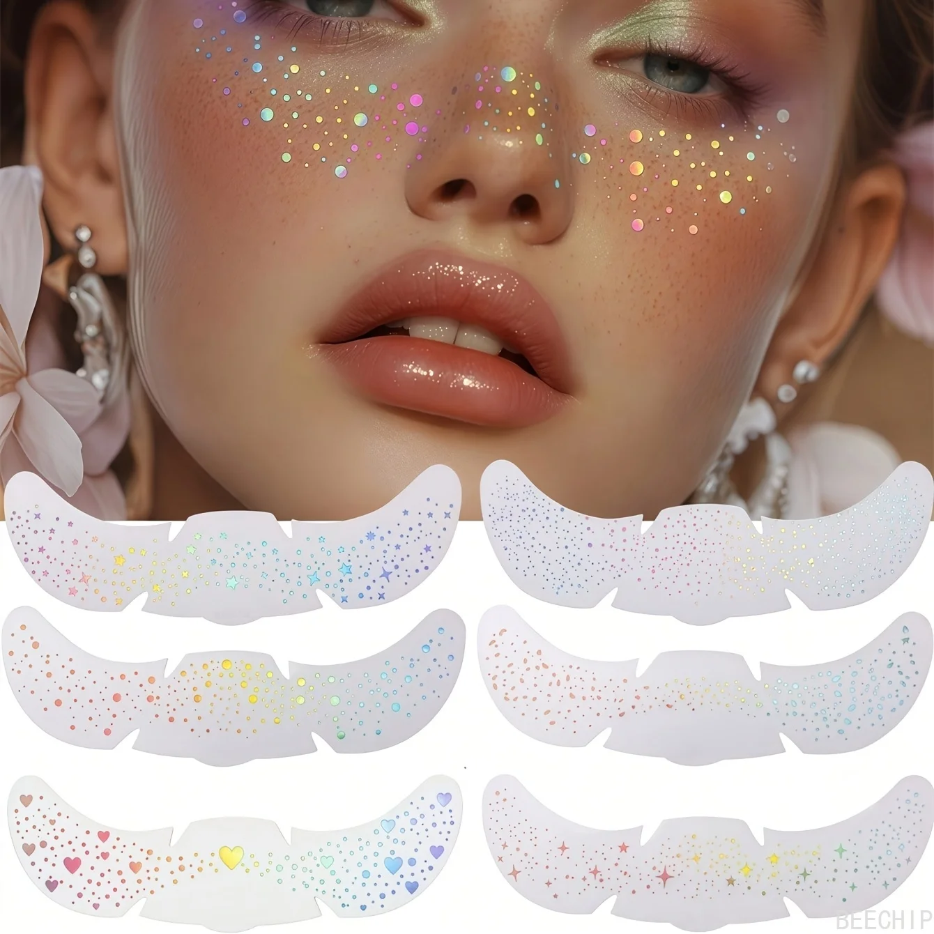 6 Sheets Glitter Freckles Holo - Makeup ulasan dan harga